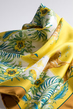 Load images into the gallery viewer,Silk scarf &quot;Botanical&quot; Yellow 50 x 50
