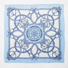 Load images into the gallery viewer,Silk scarf &quot;Abumi belt&quot; blue 90 x 90
